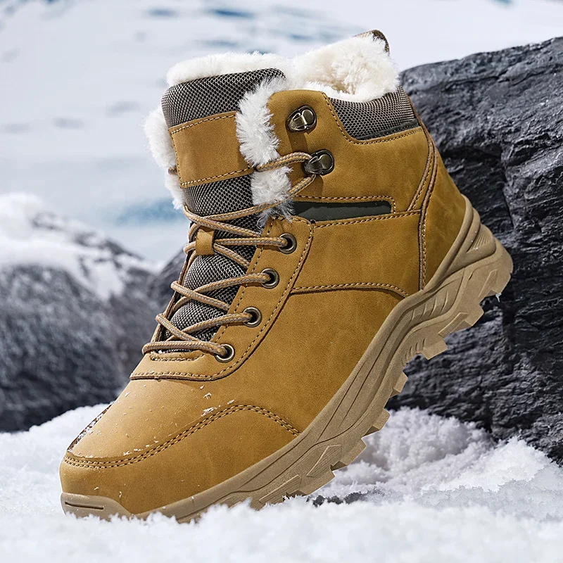 

Men's Boots 2026 New Winter Fleece Warm High Top Boots Fashionable Outdoor Anti Slip Lightweight Sports Cotton Boots