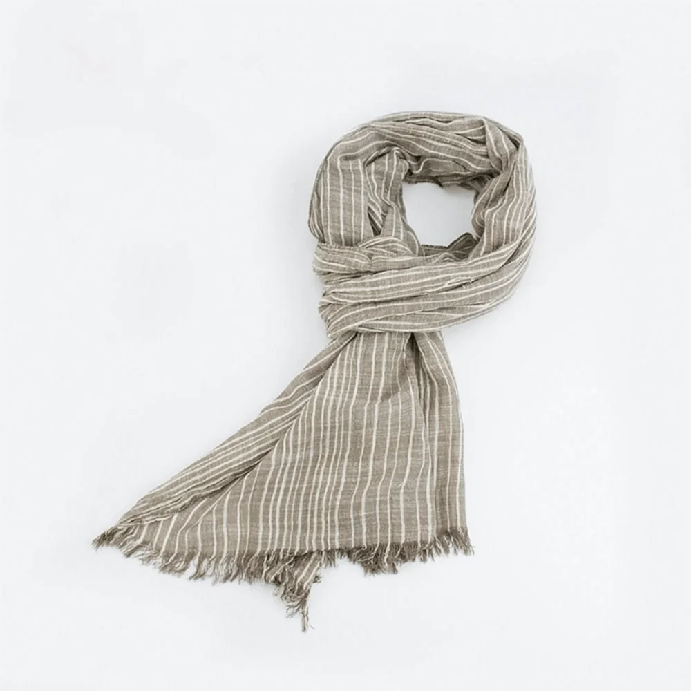Cotton Linen Winter Long Scarf Tassel Lightweight Bufanda Wraps Striped Warm Accessories Long Neckerchief Autumn Winter Season
