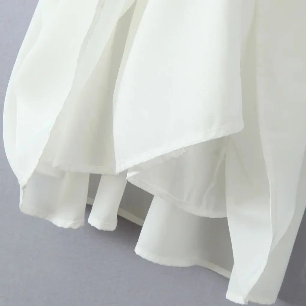 Sexy blanco botones abiertos cuello en V fruncido pecho arco correa elástica Sling vestido fruncido elástico espalda cremallera lateral A-lined Midi Robe