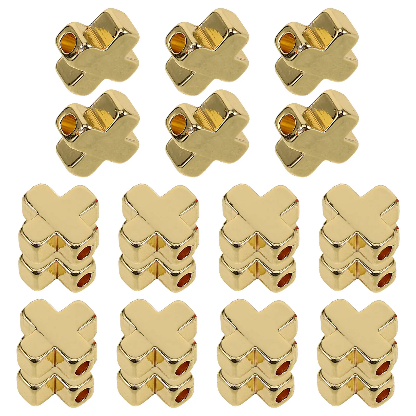 

40Pcs 18K Gold Plated Round Cross Beads Jewelry Making DIY Supplies for Necklaces Bracelets Handmade Craft Projects