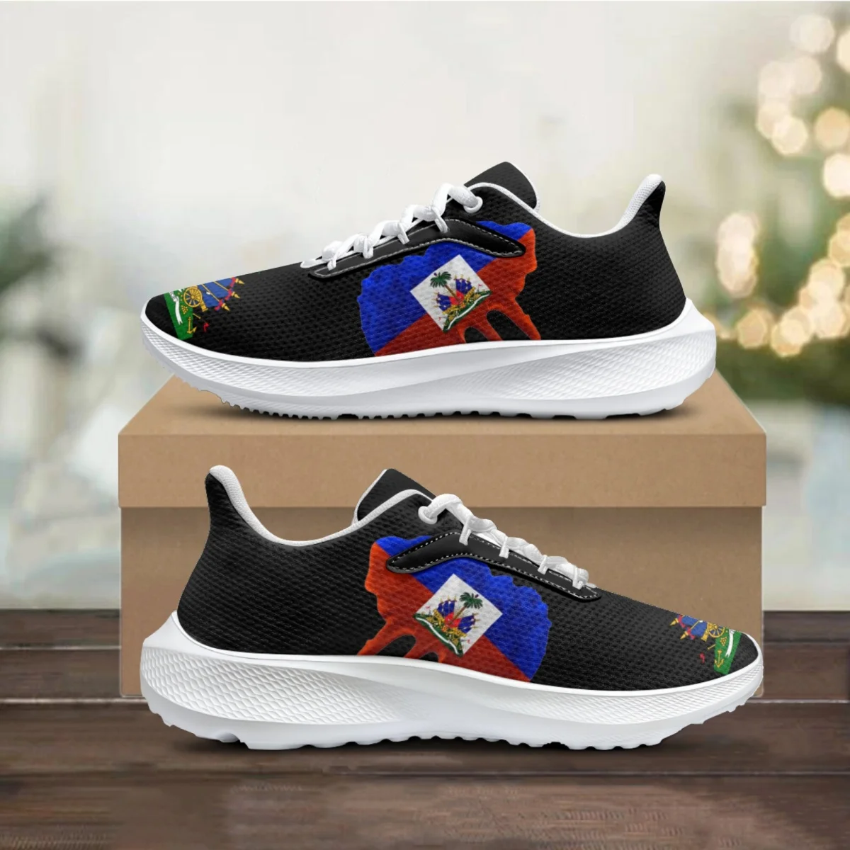 

Haiti Flag Designer Ladies Sneakers Comfortable Lightweight Non-slip Outdoor Running Shoes Teens Students Casual Lace-up Shoess