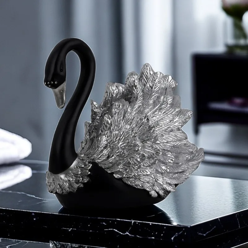 Black Swan Couple Statue, Creative Animal Statue for Home Interior Decoration, Living Room Entrance, TV Cabinet, Decorations