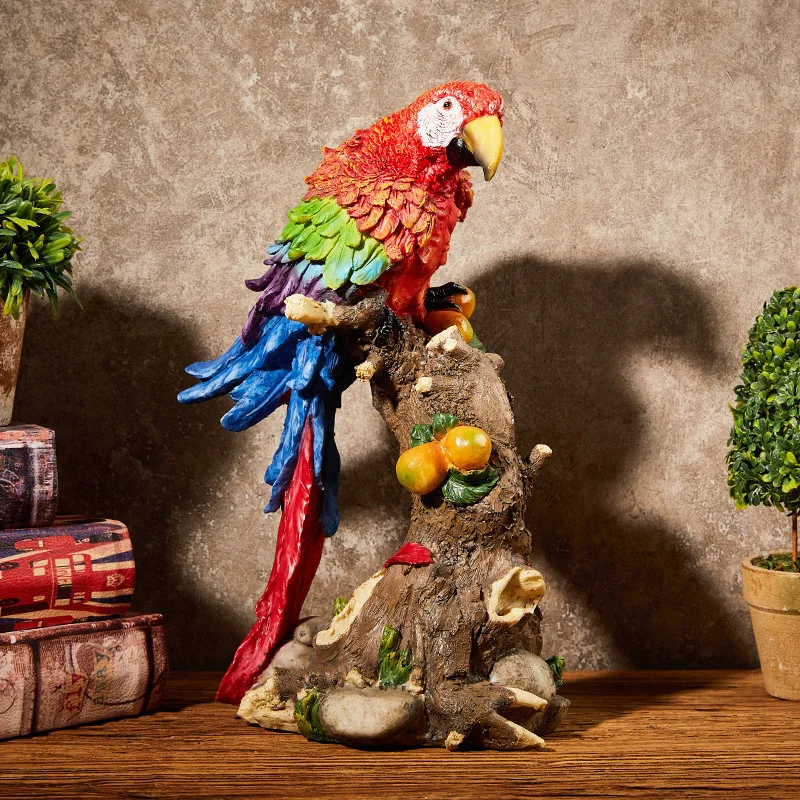 Simulation Parrot Resin Bird Figure Ornaments Figurines Home Decoration Accessories for Living Room Ornaments for Home Decor