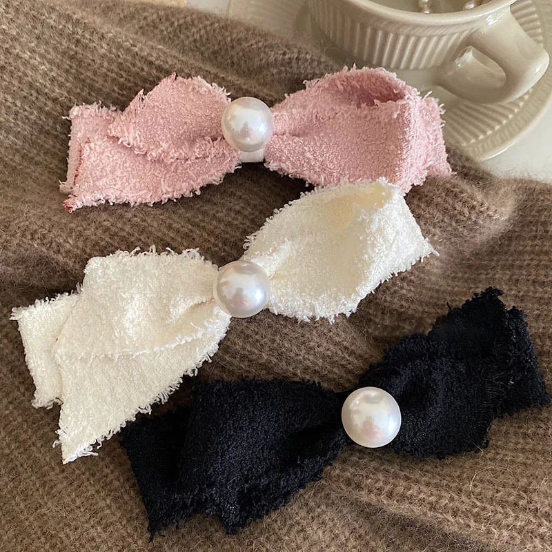 Brand New Fabric bow tassel hair clip pearl women's hair clip handmade women's luxury jewelry headwear Korean hairstyle 2025