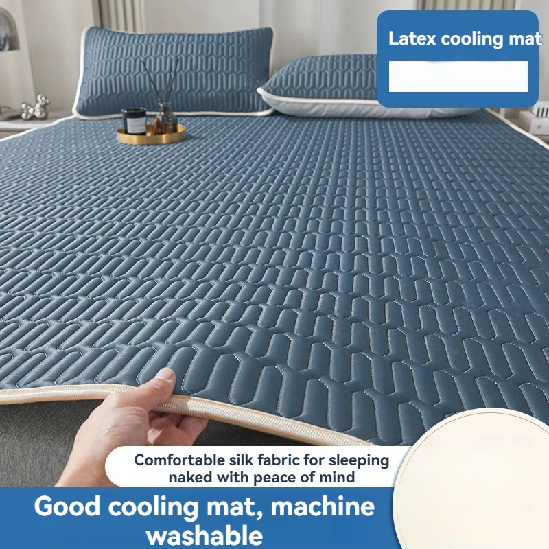 

Summer Latex Ice Silk Cooling Mat Three-Piece Set Thick Washable Student Single Dormitory Bedding Cool Comforter Cover