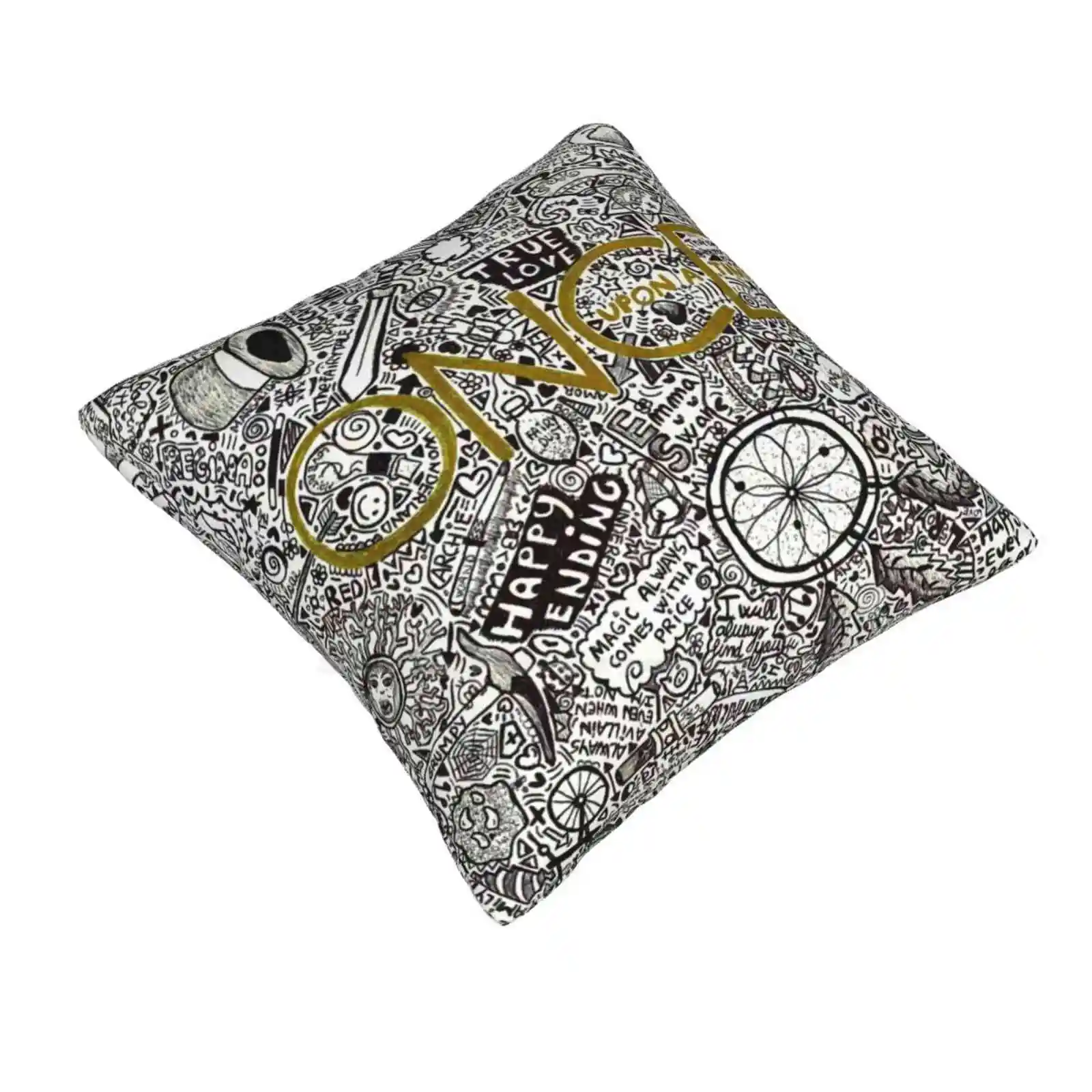 Once Upon A Time Home Sofa Car Cushion Cover Pillowcase Tv Show Spell Book Chipped Cup Magiv Beans Genie Lamp Dreamshade Love