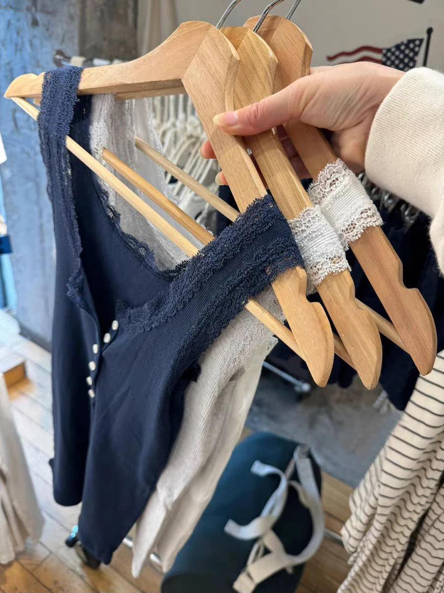 Solid Lace Trim Ribbed Tank Top Women Spring Buttons Cotton Slim Chic U Collar Sleeveless Camis Sweet Simple Basic Vest Y2K Tops