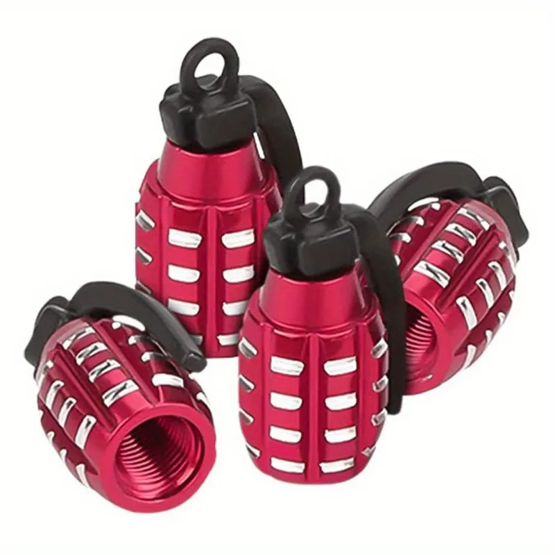 8pcs Grenade Alloy Tire Valve Caps - Add Style To Your Car, Truck, Or Bike Wheels!