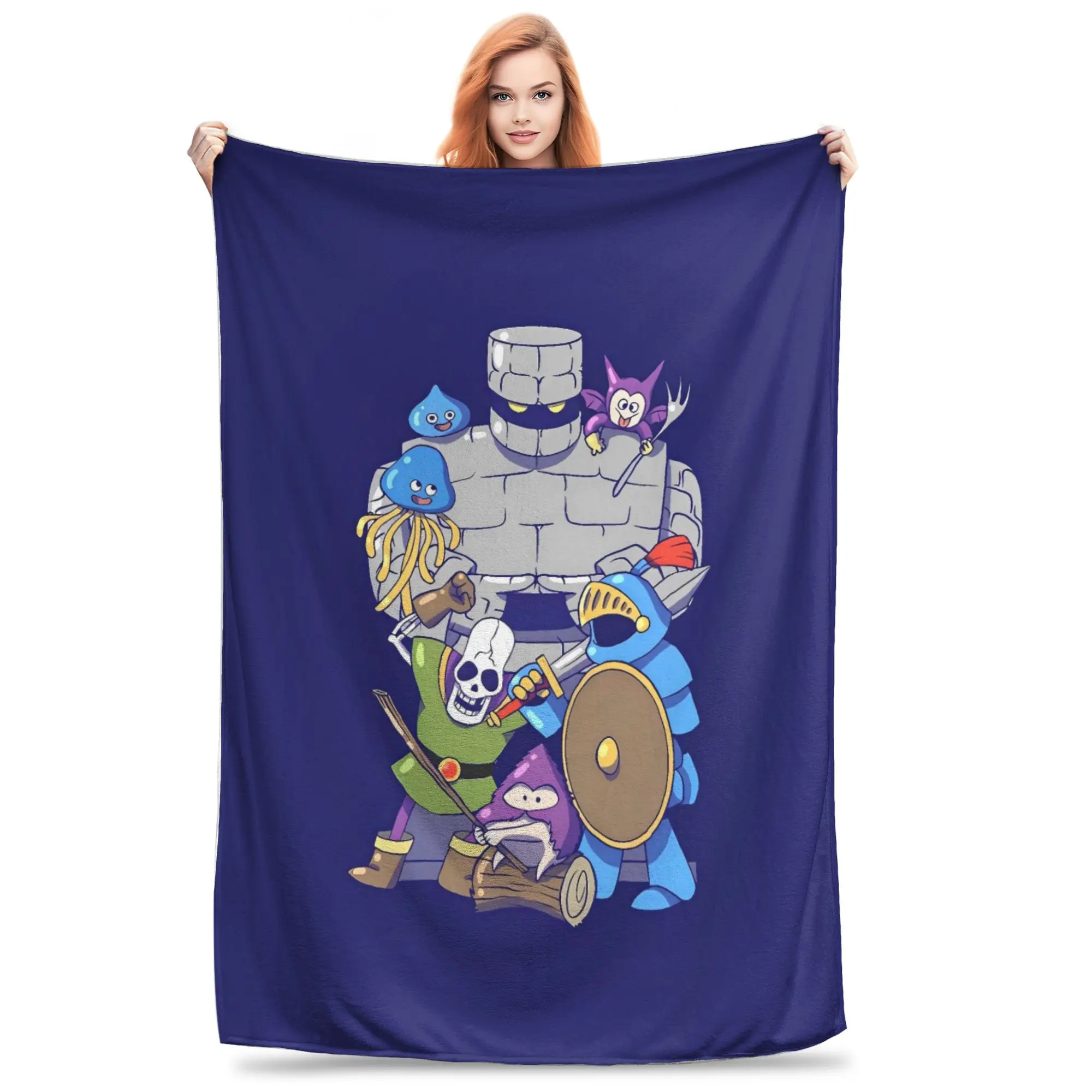 Warm Soft BlanketsChildren Picnic D-Dragon Quest Slime Bedding Throws  Flannel Bedspread For Outdoor Fashion Sofa Bed Cover