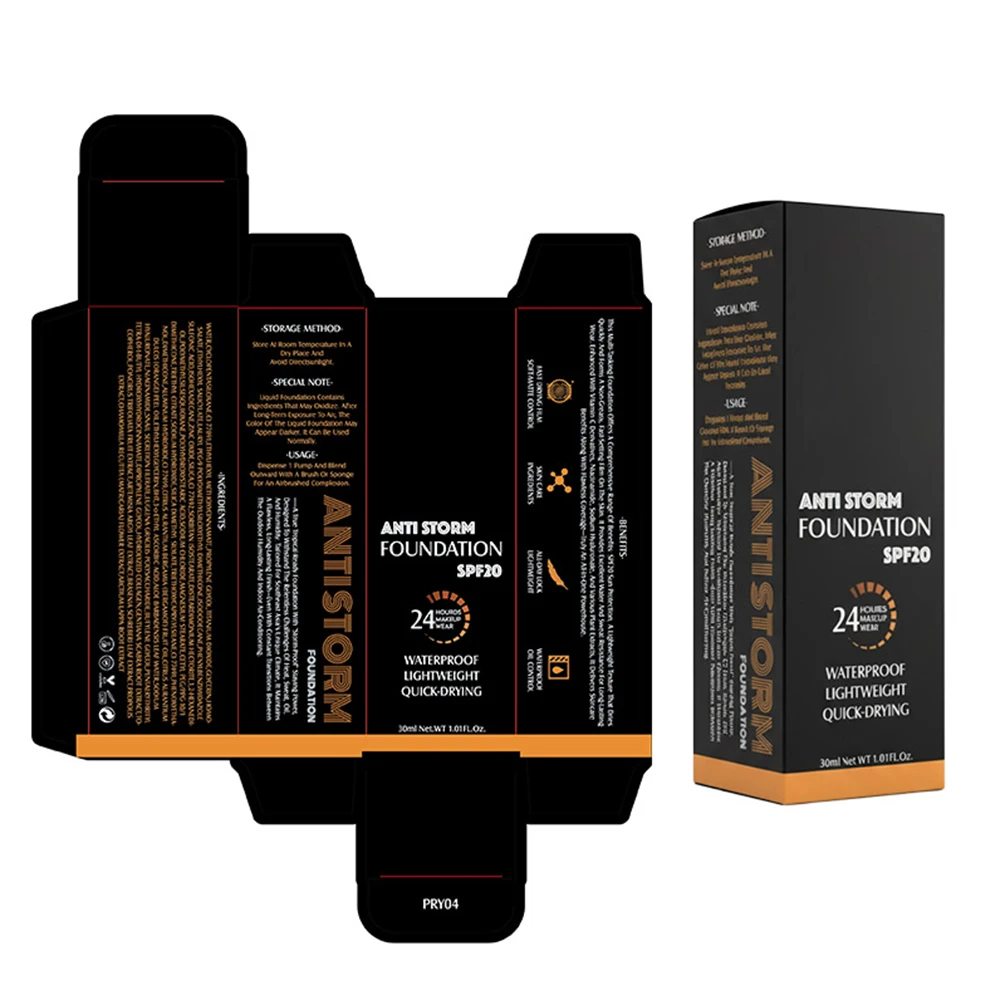 Base Líquida Matte SPF 20 Private Label 30ml Leve com Logo Personalizado Longa Duração Hidratante Controle de Oleosidade Maquiagem Atacado