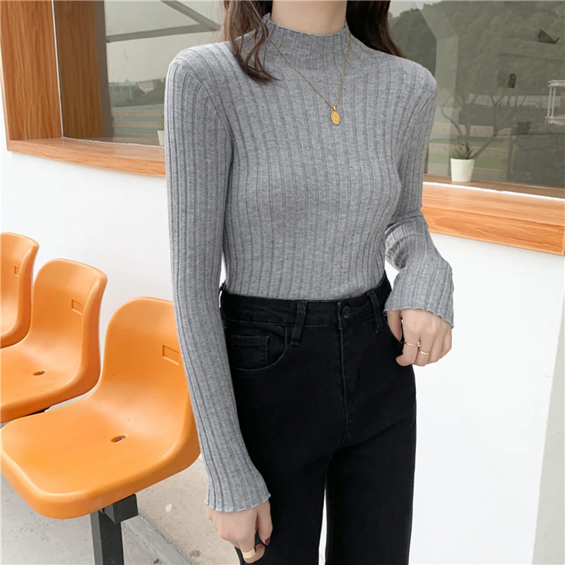 2024 Sweater Women\'s Fashion Autumn Slim-fit Turtleneck Sweater Soft Solid Slim Pullovers Female All-match Knitted Sweaters