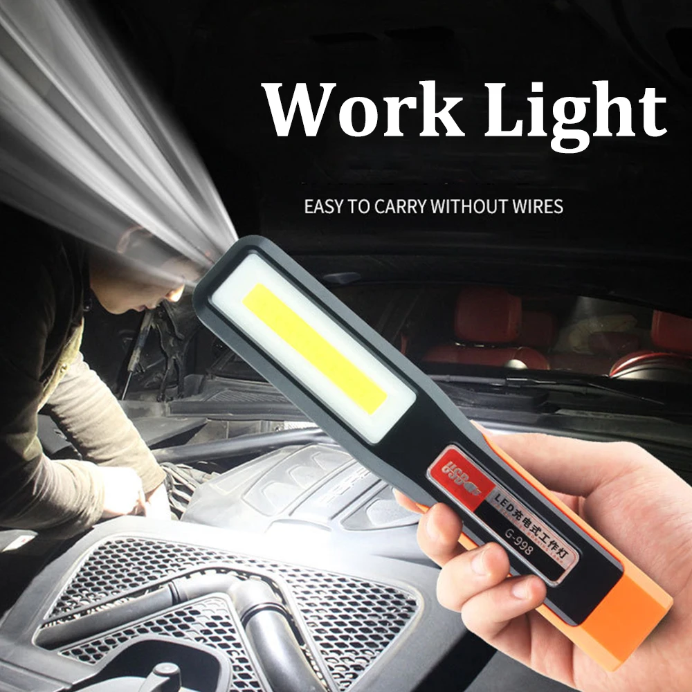 Powerful COB LED Work Light Car Garage Mechanic Lamp USB Rechargeable Flashlight Magnetic Torch Emergency Light Warning Light