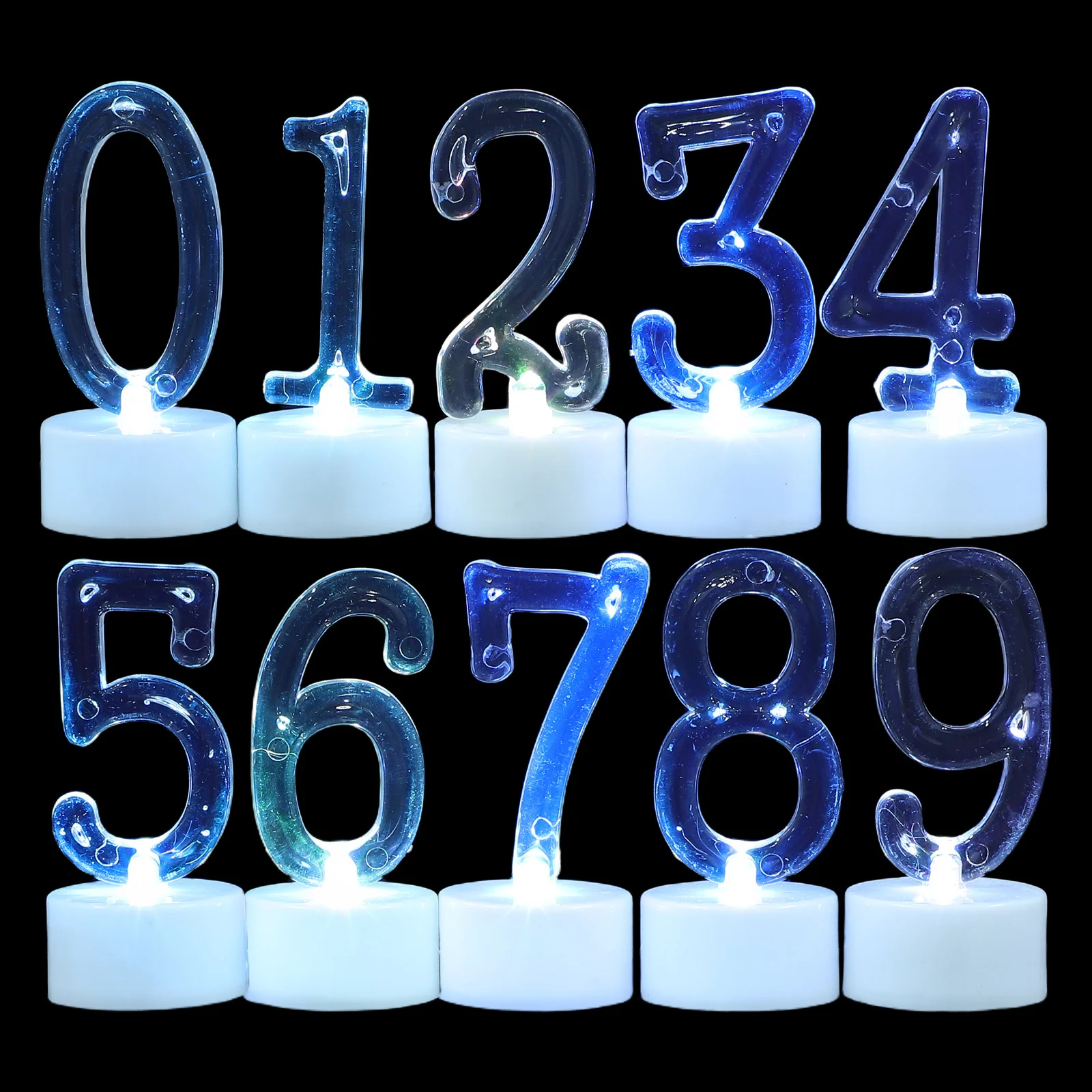 

10pcs Electronic Birthday Light Flameless Led Number Candles 0-9 For Cake Decoration Reusable Operated Led Lamp