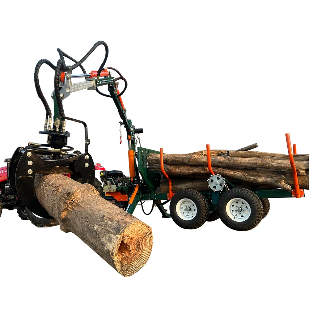 Professional RIMA Heavy   RT03A ATV Log Trailer Large Capacity with Rotating Crane for Farm and Forestry Use
