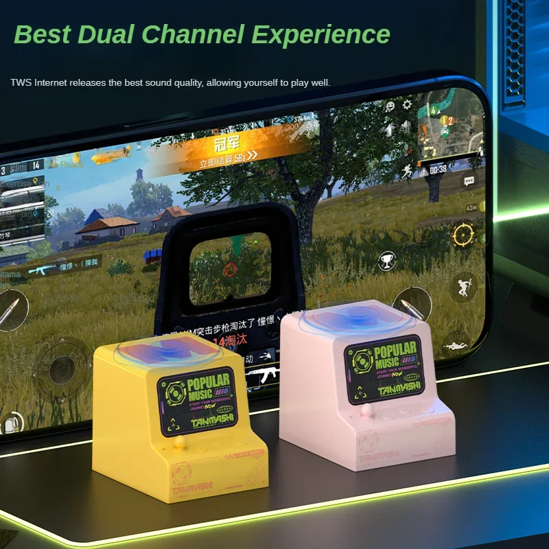 ريترو سمّاعات بلوتوث صغيرة 360 درجة الصوت المحيطي HIFI الصوت مكبر صوت لاسلكي محمول مع بلوتوث 5.3 لموسيقى الألعاب