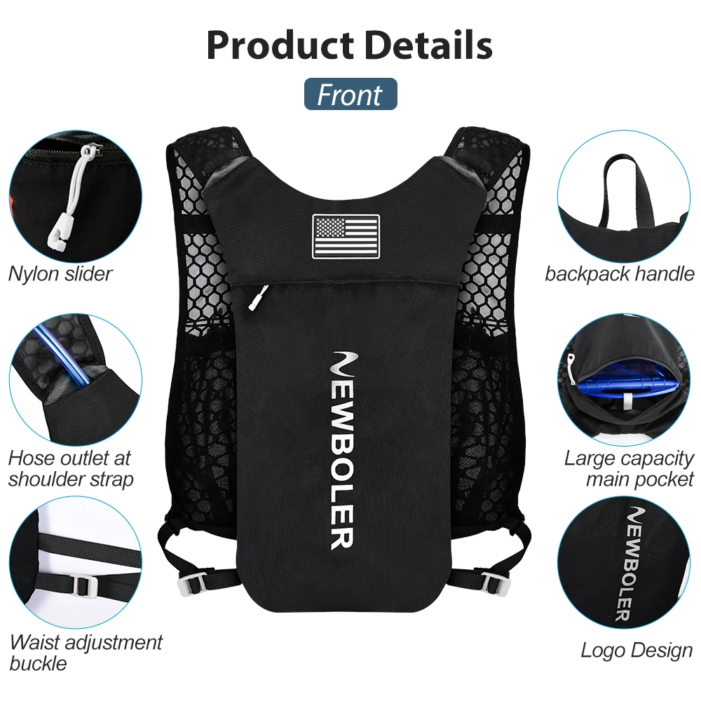 Picture 5: NEWBOLER Breathable Hydration Vest Trail Running Backpacks Lightweight Cycling Run Jogging Marathon Backpack Riding Climbing Bag