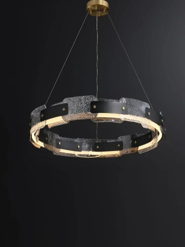 Modern LED art chandelier, living room, bedroom, dining room  runner crystal glass chandelier in black and gold