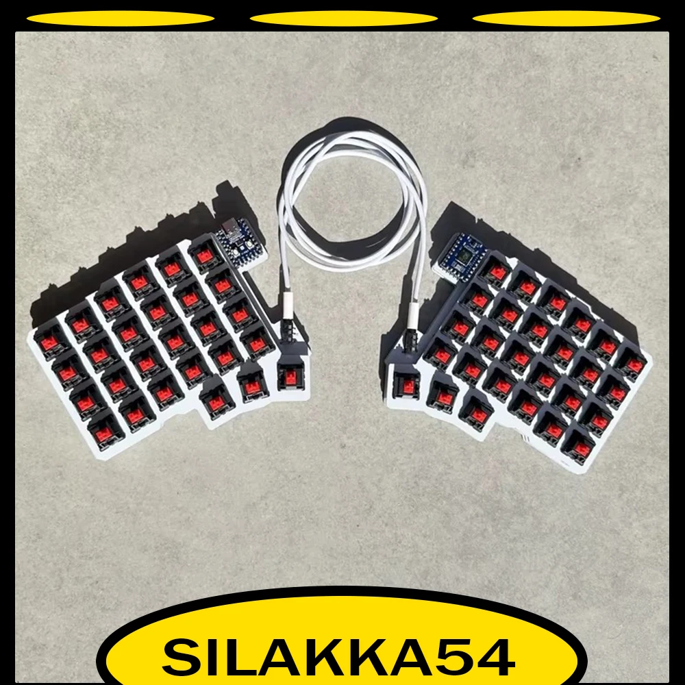 Silakka54 Split Keyboard Wired Hot Swap Support QMK/VIAL Keyboard Ergonomics RP2040zero Customized PC Gamer Accessories