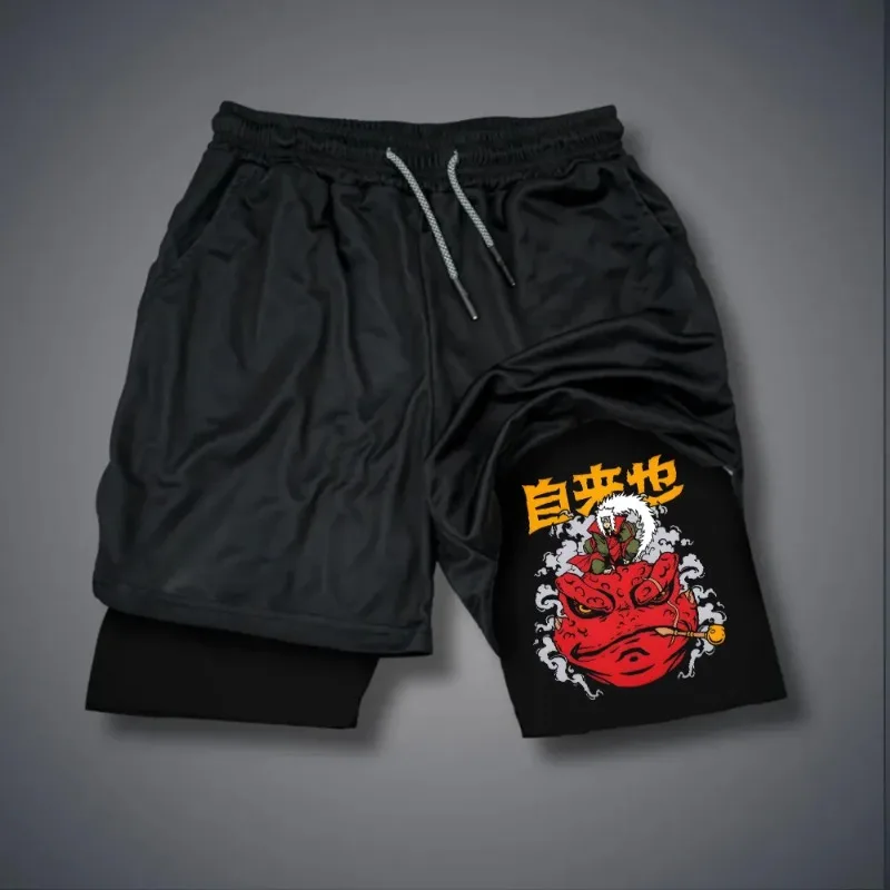 

Наруто 2025, популярные японские анимационные двойные шорты с периферийным принтом, американские спортивные летние мужские повседневные свободные дышащие брюки