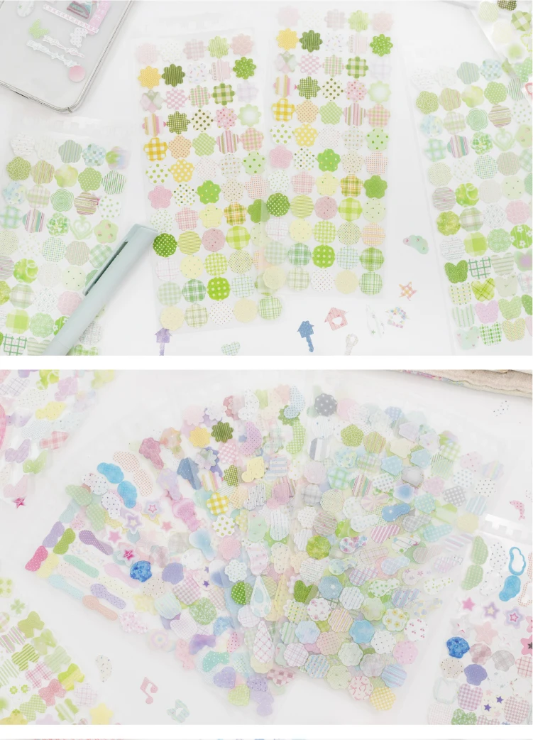 Journal GO 20 Stück Macaron Matte PET Blumen- & Karo-Aufkleber Niedliche Scrapbooking-Karten-Bastel-Aufkleber für Tagebücher & Planer – Detail 10