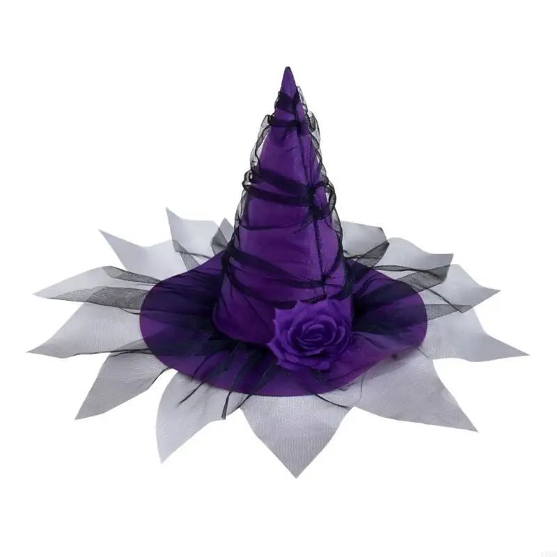 

Halloween Party Witch Hats Black Veil Tulle Pointed Hat Accessory