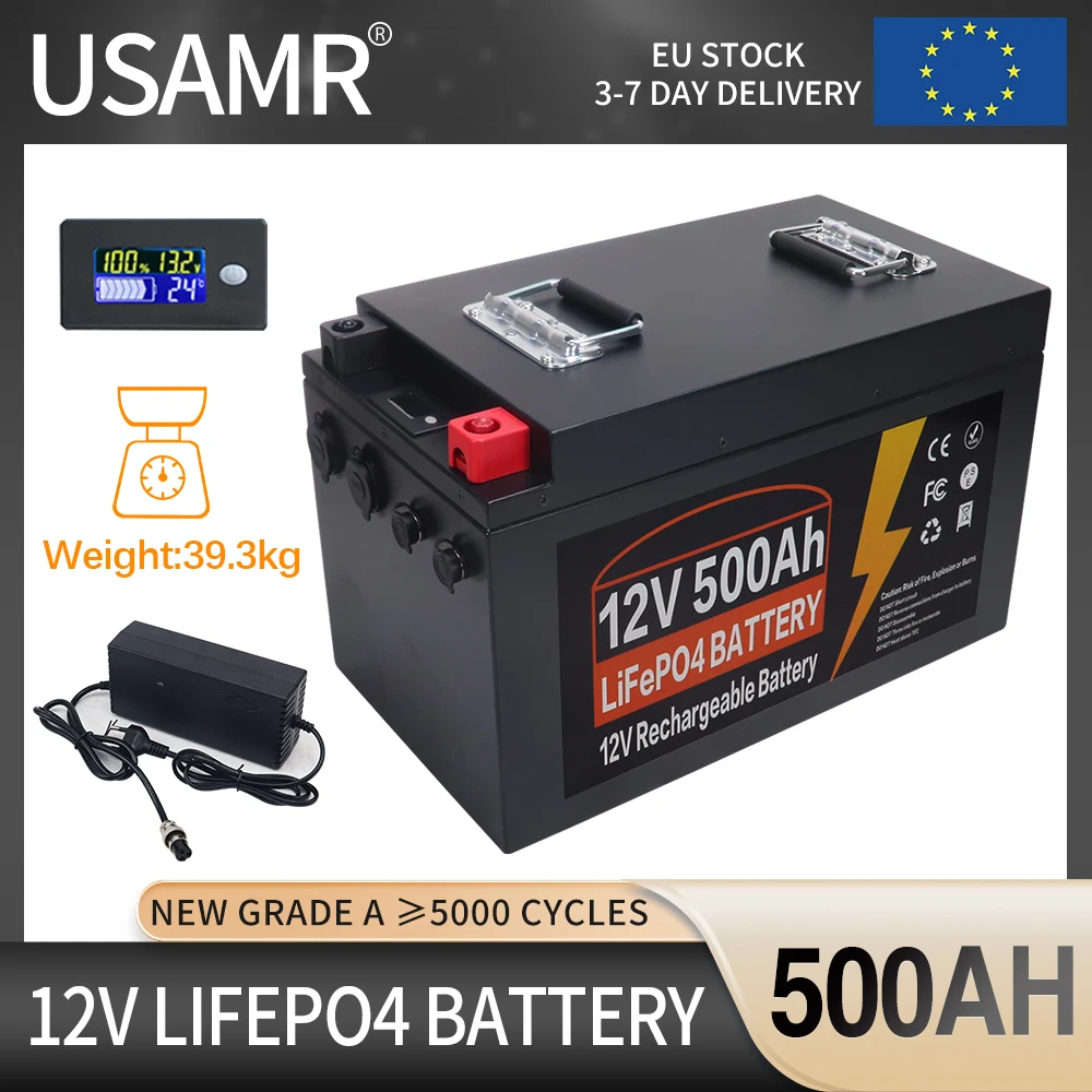 12V 600AH 500AH 300AH 200AH 100Ah LiFePo4 Battery Built-in BMS Lithium Iron Phosphate Cells Pack 5000 Cycles For Golf Cart Solar