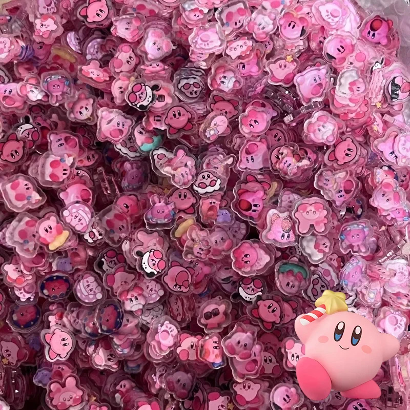 50 Uds. De hojas acrílicas Kirby con parte posterior plana, apliques pequeños Kawaii DIY, figura de Anime, decoración bonita, accesorios de decoración hechos a mano en miniatura