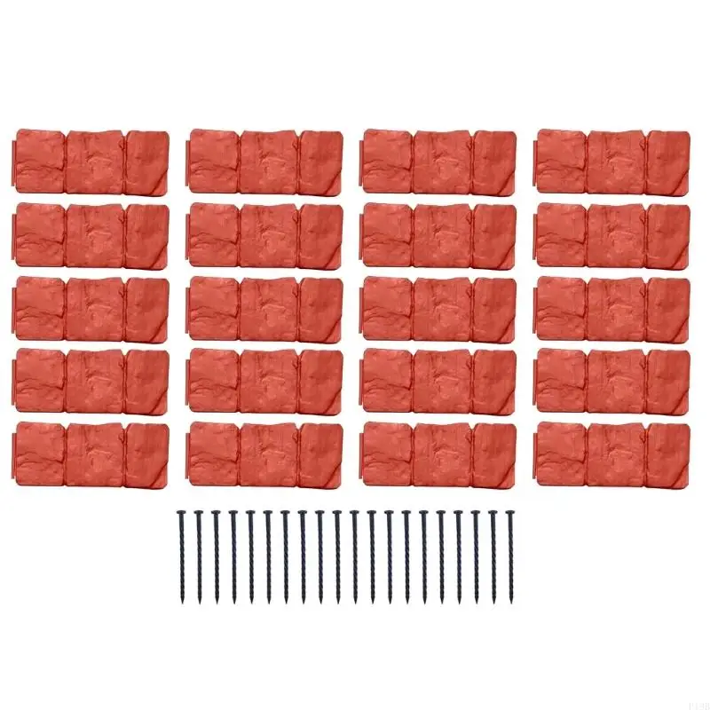 F19B 20Pcs Garden Fence Imitation Stone Plant Support Stake Outdoor Edging Decorative Border Lawn Yard Landscape Plant Fence