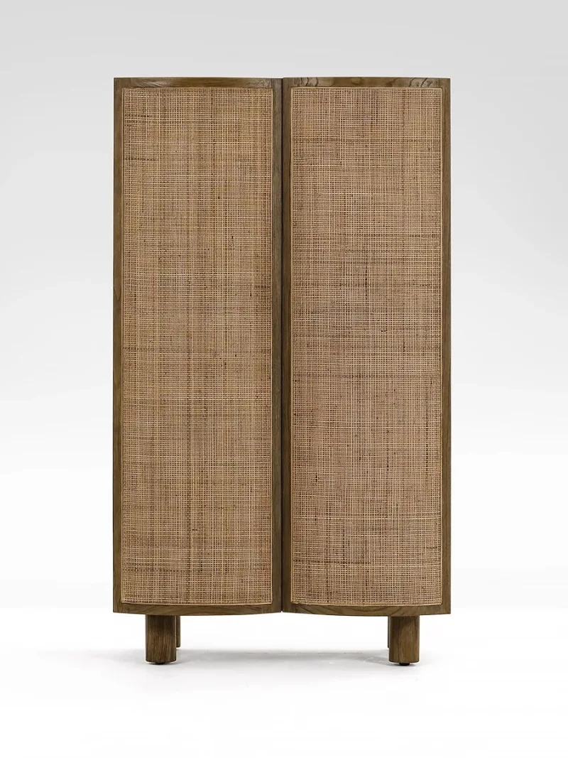 Nordic Expression South East Asia Vacation Wind Wabi Sabi Rattan Double Door Standing Cabinet Side Cabinet Locker Cabinet