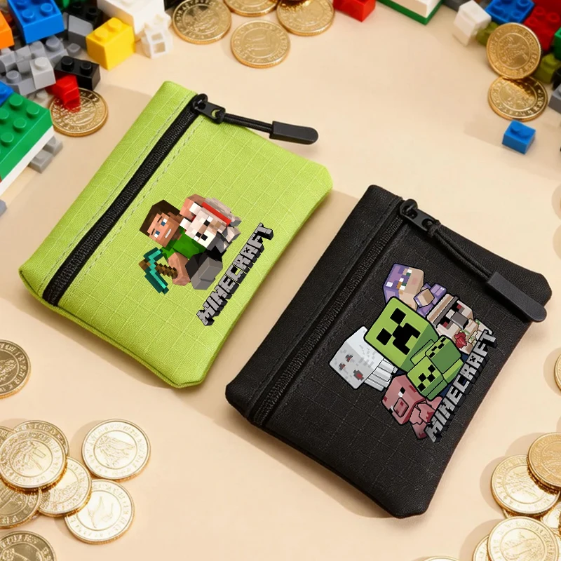 Miner Crafting Pixel Canvas Wallet Mini Cartoon Coin Purse Zipper Money Pouch Credit Card Holder Kawaii Key Storage Bag Gifts view 3