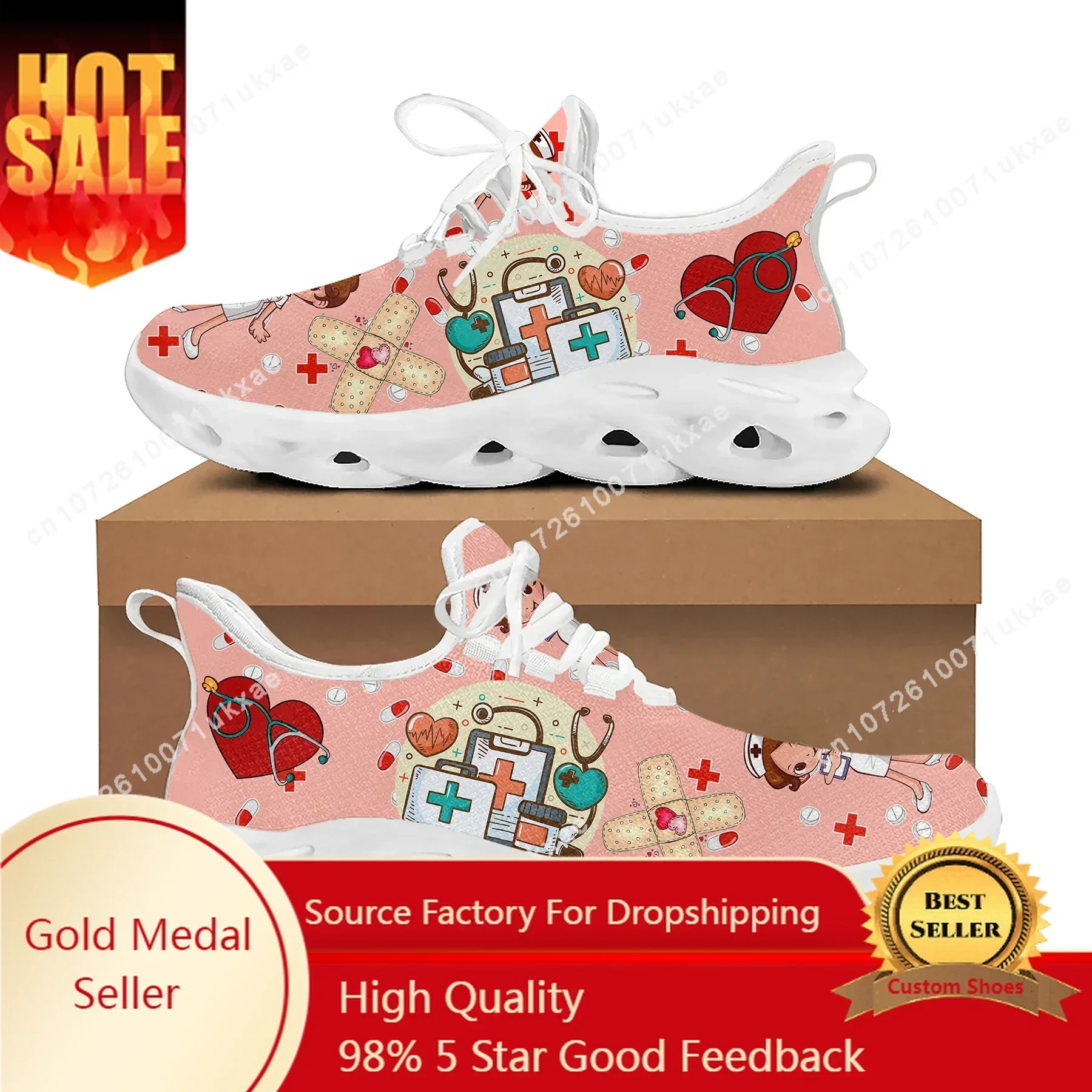 Cute Cartoon Nurse Doctor Medical Flats Sneakers Mens Womens Sports Running Shoes Sneaker Lace Up Mesh Footwear custom made Shoe