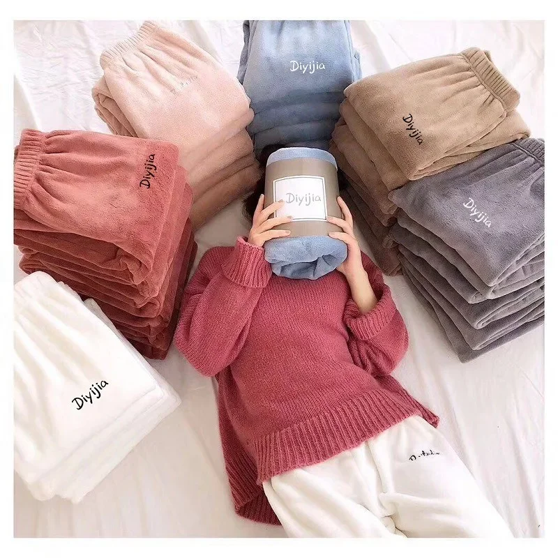 Sleeping Pants Homewear Spring Summer Thick New Coral Velvet Versatile Comfortable Casual Breathable Stylish Simple Loose Fit