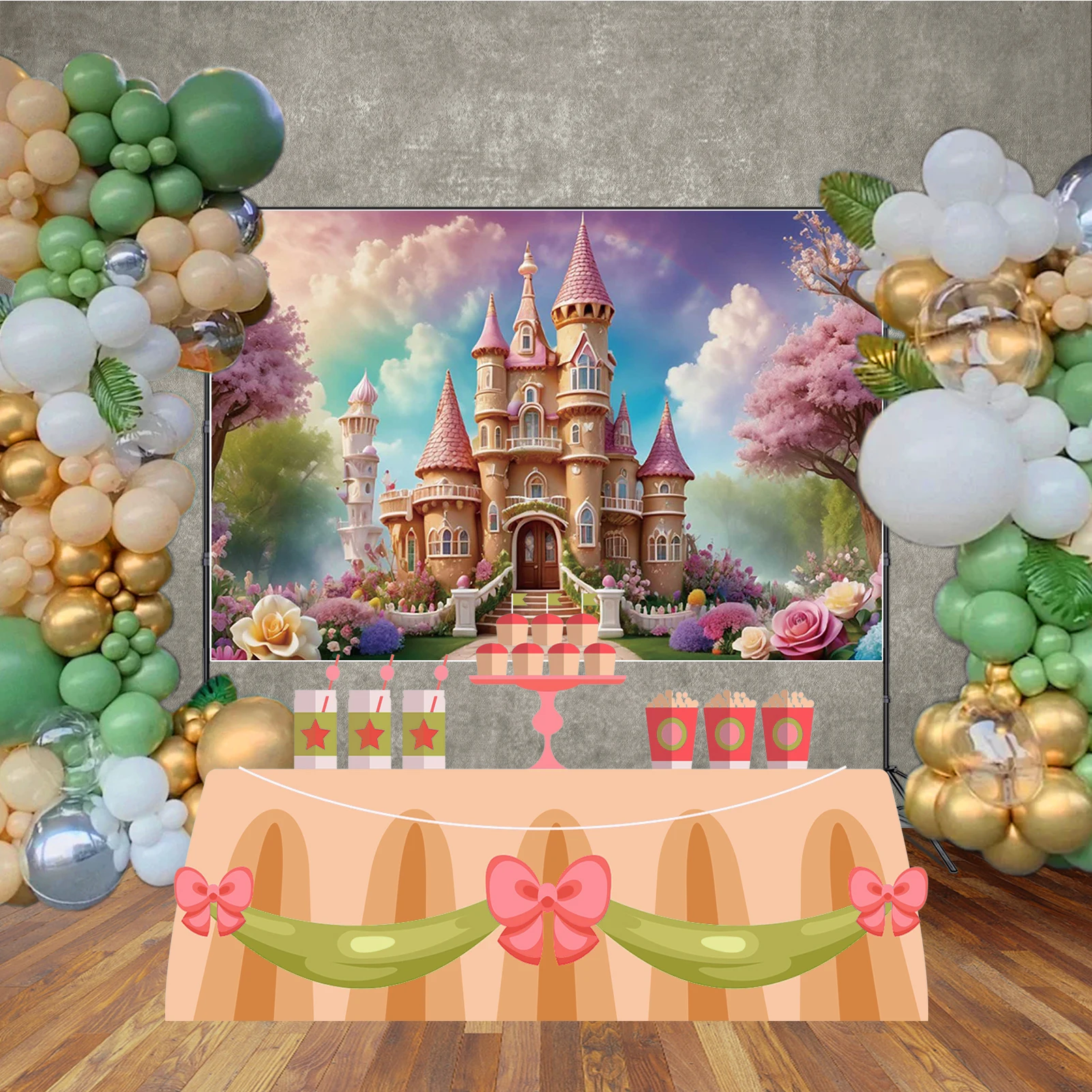 MOON.QG بالون كانديلاند قلعة زينة عيد الميلاد خلفية تيدي بير فراشة خلفية الطفل التصوير الفوتوغرافي استوديو الإمدادات