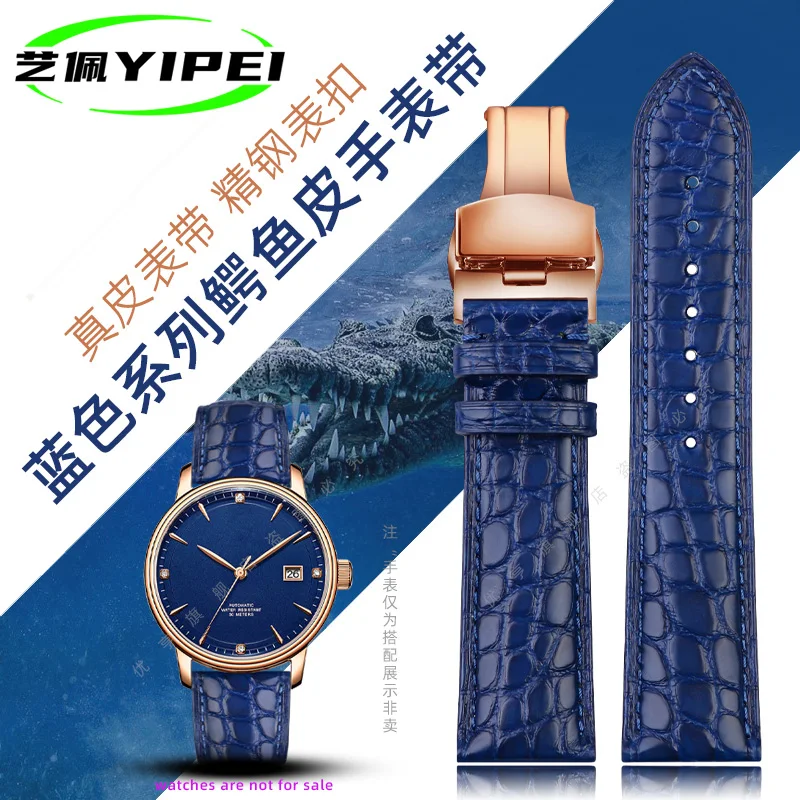 

Blue Crocodile leather strap 14mm 15mm 16mm 17mm 18mm 19mm 20mm 21mm 22mm 23mm 24mm For Men's and Women's Brown Black Bracelet