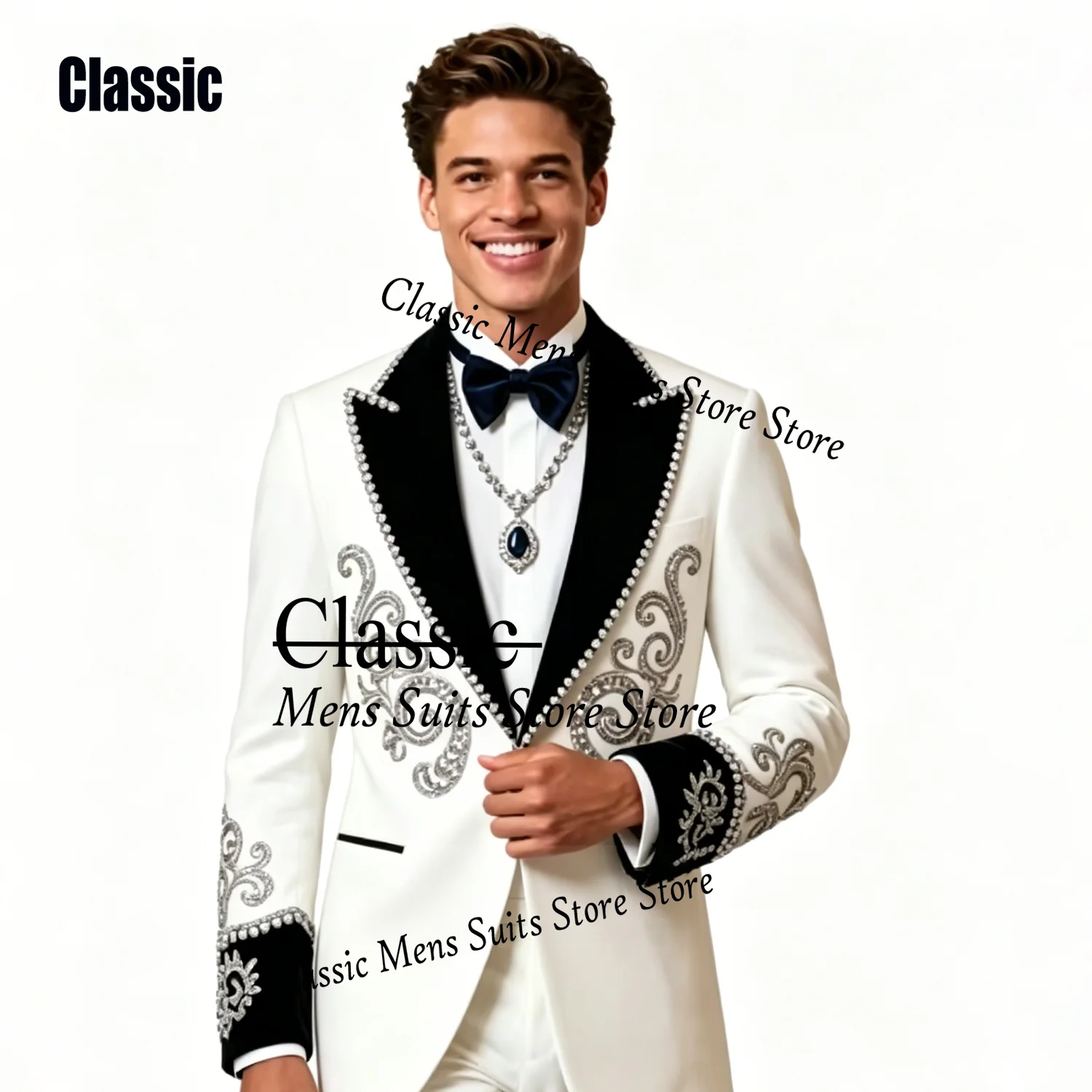 Sparkly Crystal Jewelry For Men Suit Customized Rhinestone 2 Pieces Groom Male Blazers Ropa hombre Simple Slim Wedding Tuxedos