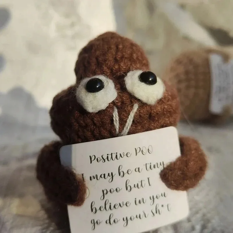 Mini Handmade Plush Wool Doll – Cute Funny Poop‑Hug Pocket Toy for Desktop Decoration, Birthday & Holiday Gift, 1PC