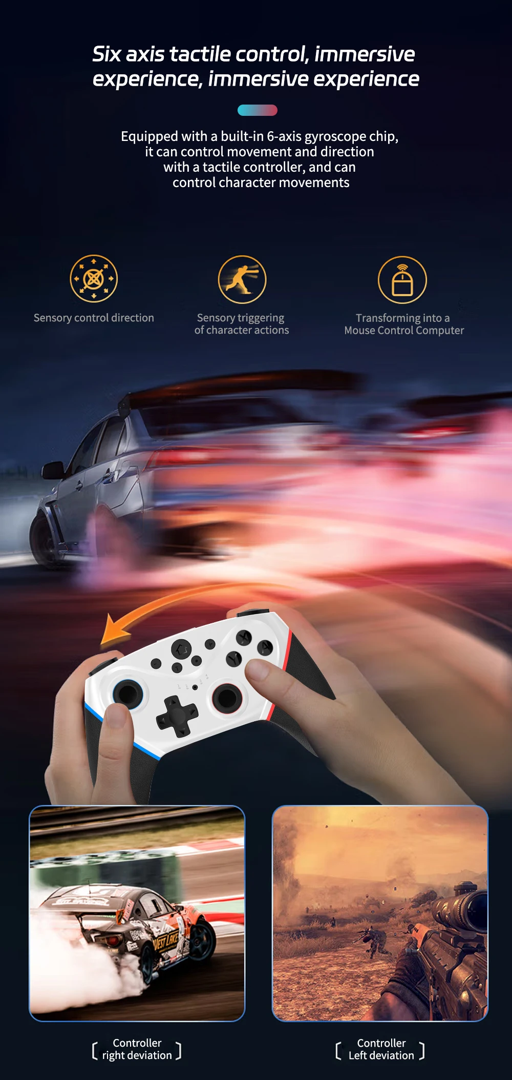 Wireless Switch Controller Compatible with Switch/Lite/OLED Remote Supports Multi-Platform with Turbo, Wake-up Function