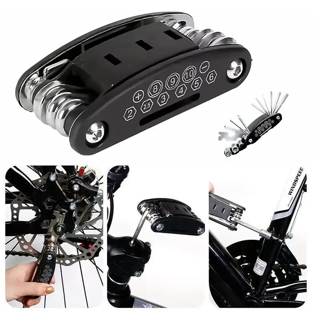 16 in 1 Bike Bicycle Multi Repair Tool Set Kit Hex Spoke Cycle Screwdriver Tool Wrench Mountain Cycle Tool Sets