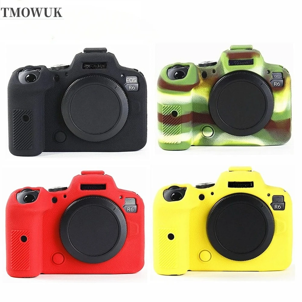 Silicone Armor Skin Case Body Cover For Canon EOS R6 Mark II R6 R6II Protector DSLR Camera Bag Anti-skid Texture Design
