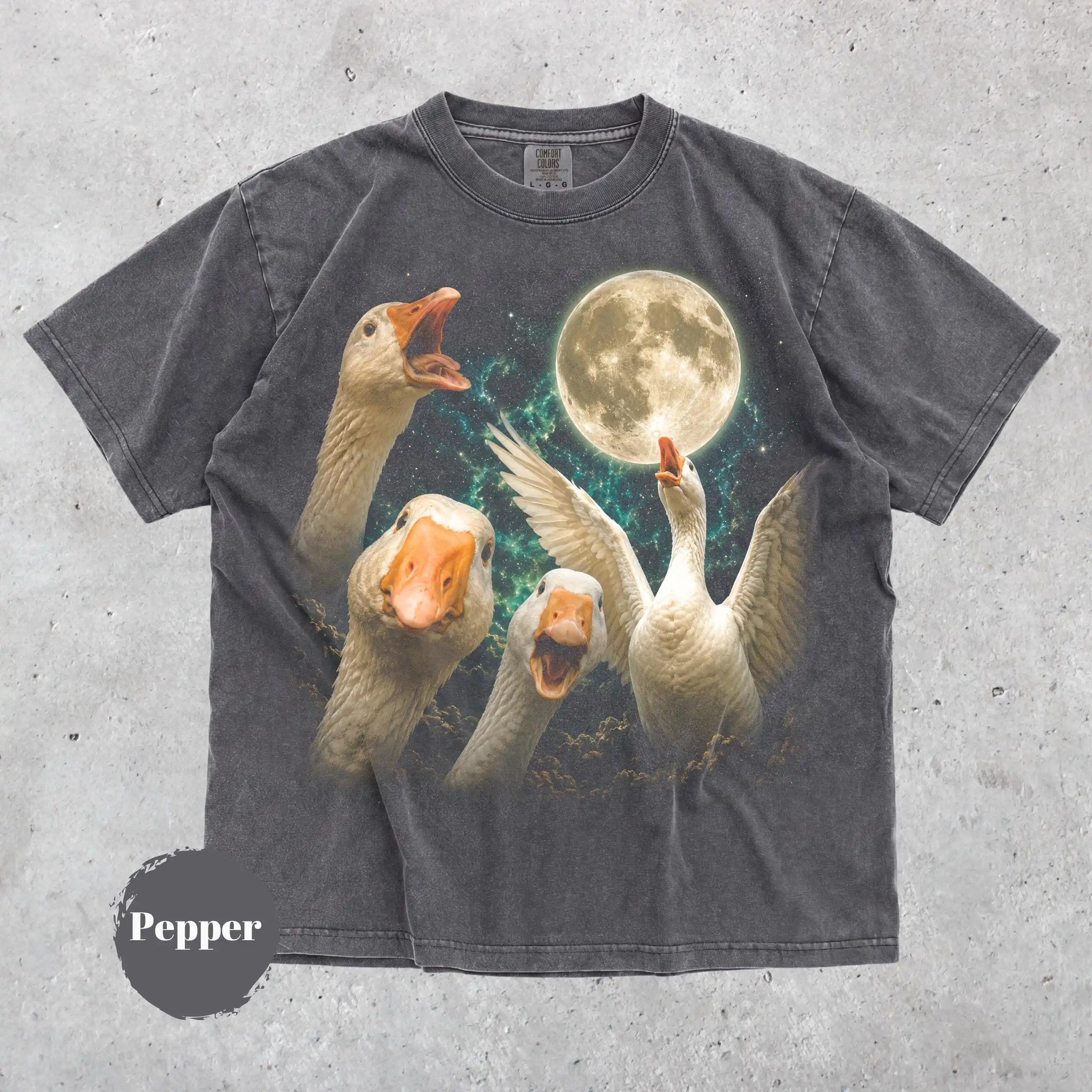 Goose Moon Shirt, Vintage Silly Goose Graphic Tee, Retro Farm Animal Tshirt,  Goose Lover Gift, Woodland Nature Aesthetic
