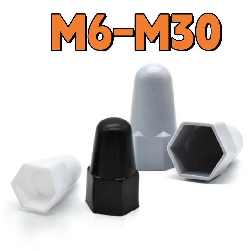 

Hexagonal Nut M6M8M10M12M14M16M18M20M22M24M27M30 PE Plastic Nut Protection Caps Hex Screw Protective Sleeve Lengthen Nut Cap