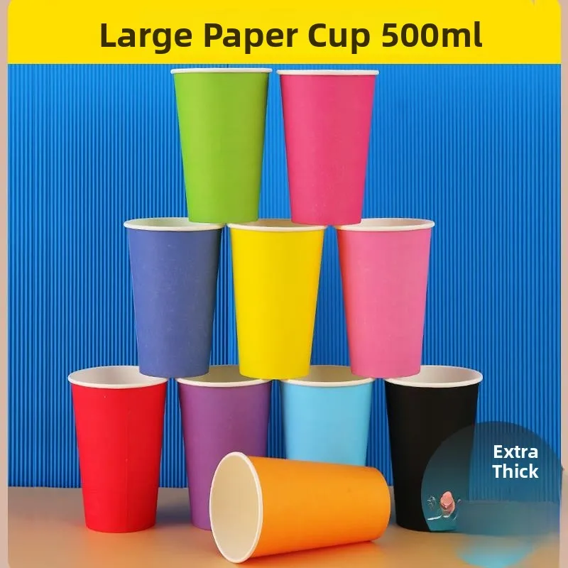 

Одноразовые бумажные стаканчики большого размера, 500 мл, Thiened, чистый цвет, посуда ручной работы «сделай сам», ранний Еон, одноразовая столовая...