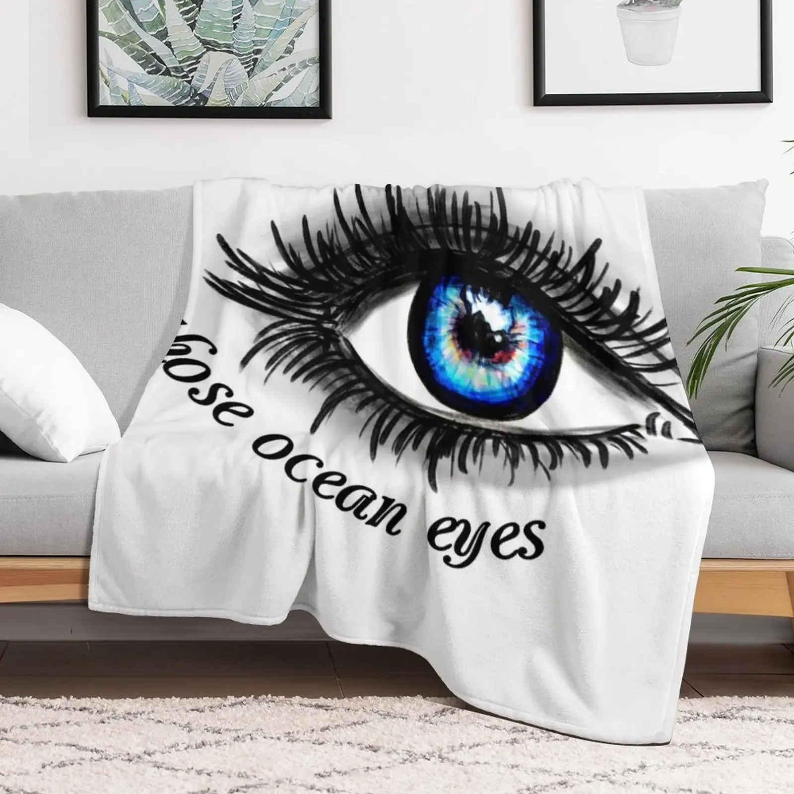 Ocean Eyes Drawing Throw Blanket Soft Big Plaid on the sofa Blankets