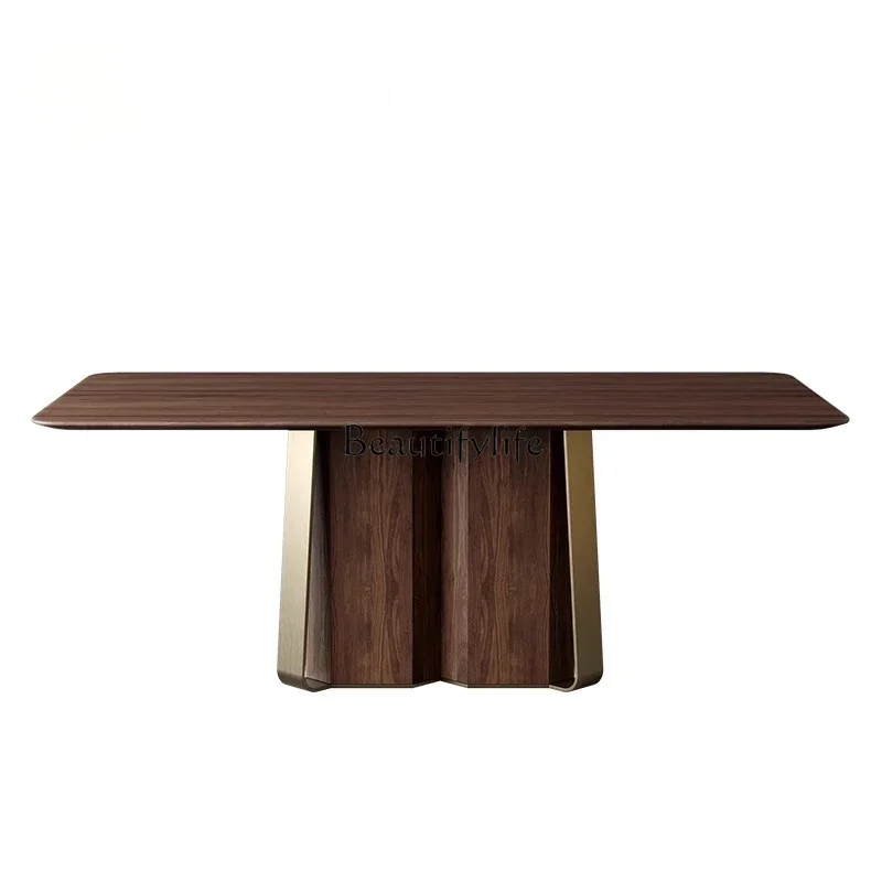 

LD6South American black walnut dining table all solid wood log large board table modern simple medium and ancient style