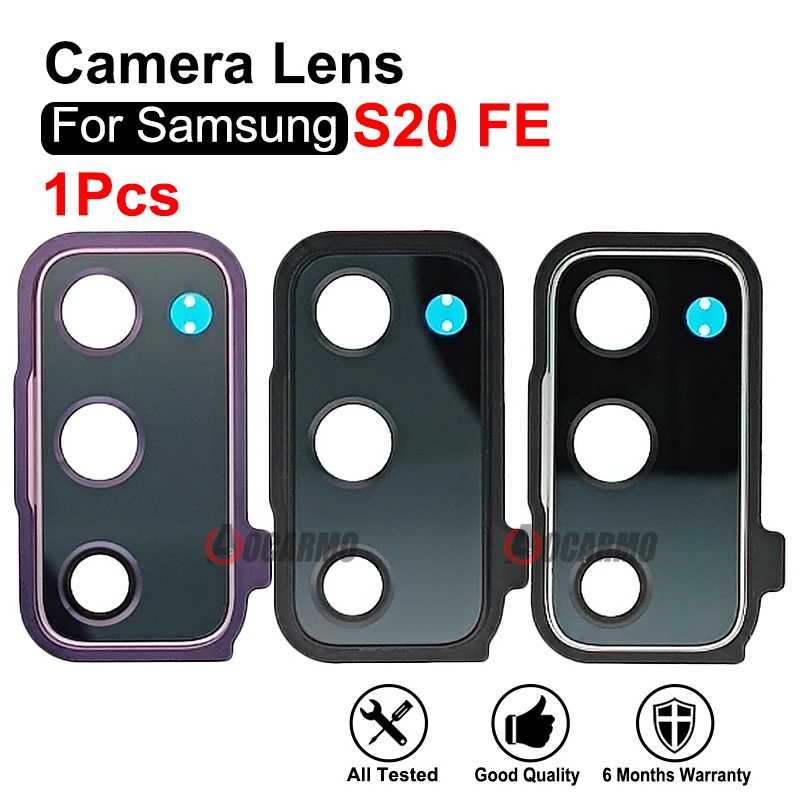 For Samsung Galaxy S20 FE S20fe Rear Lens Black Silver Blue Orange Red Purple Back Camera Lens With Frame Replacement Parts