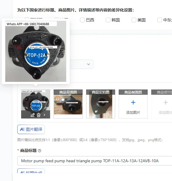 

Motor pump feed pump head triangle pump TOP-11A-12A-13A-12AVB-10A