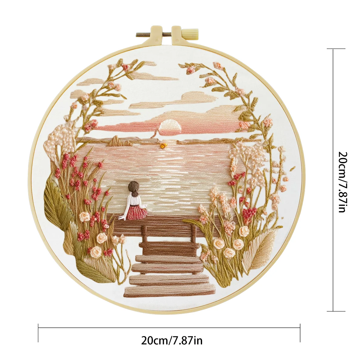 1 Stück 20X20CM/15X15CM 7,87/6,3 Zoll Lake Stickerei Starter-Kit DIY-Kit DIY-Stickerei-Set Handarbeiten Nadelkunst Heimdekoration – Detail 3