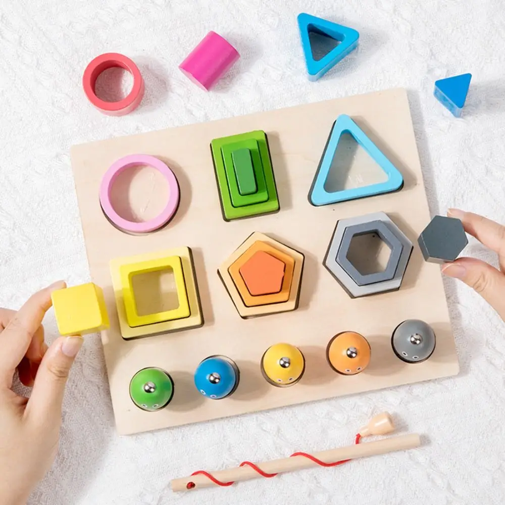 Wooden Shape Matching Toys Educational Colorful Montessori Wood Toys Montessori Geometrical Sorting Stacking Toys Kids Gifts