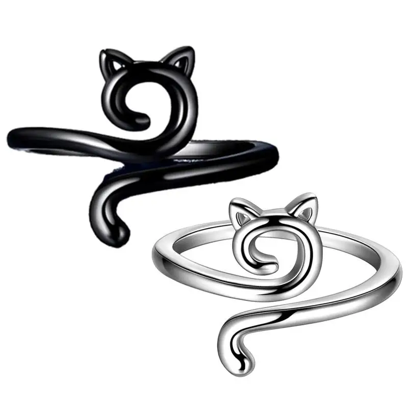 Adjustable Size Yarn Ring Cat Ears Crochet Ring Beginner Knitting Crocheting Loop Thread Wrapped Rings Tension Regulator Tool