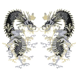 Chinese National Style Embroidery Dragon King Iron on Patch Back Adhesive Tape Sew on Patch Stage Costume Clothes Decor Applique